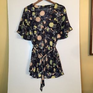 ModCloth Blue Floral With the Breeze VNeck Top 1X